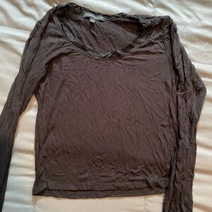 Black Women's Long Sleeve Top with Lace Detail